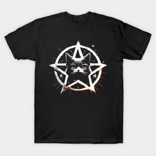 Black Cat Pentagram Pentacle Kitty Kitten T-Shirt